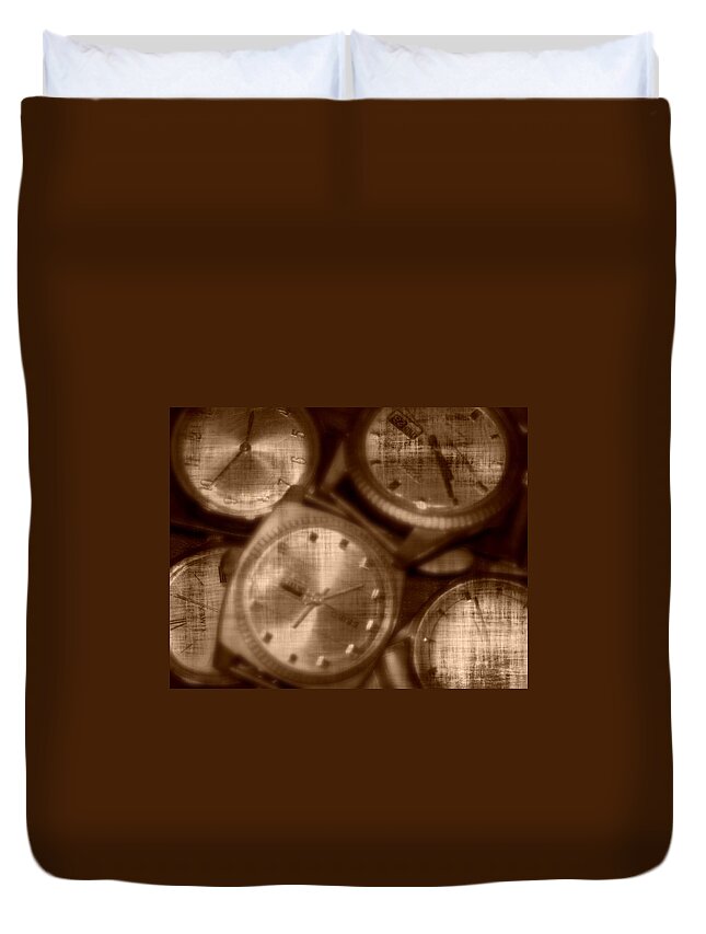 Sepia Duvet Cover featuring the photograph Time After Time by Barbara S Nickerson