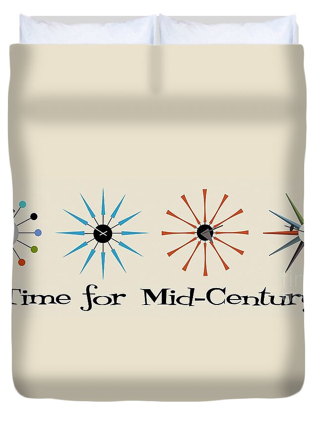 Mid-century Duvet Cover featuring the digital art Time for Mid-Century 2 by Donna Mibus