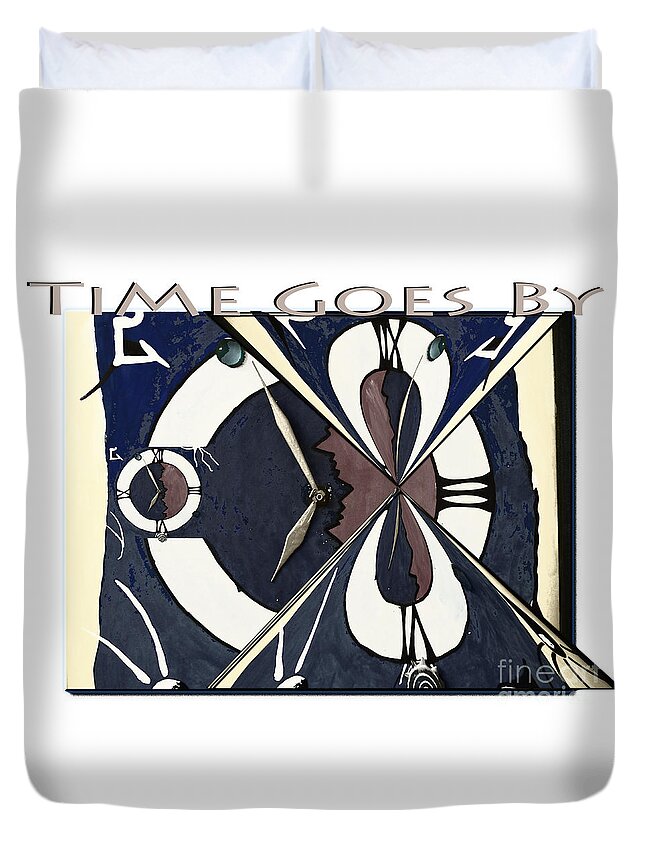 Clock Duvet Cover featuring the digital art Time goes by by Eva-Maria Di Bella