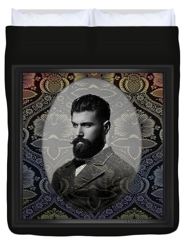 Handsome Man Duvet Cover featuring the mixed media Time by Richard Laeton