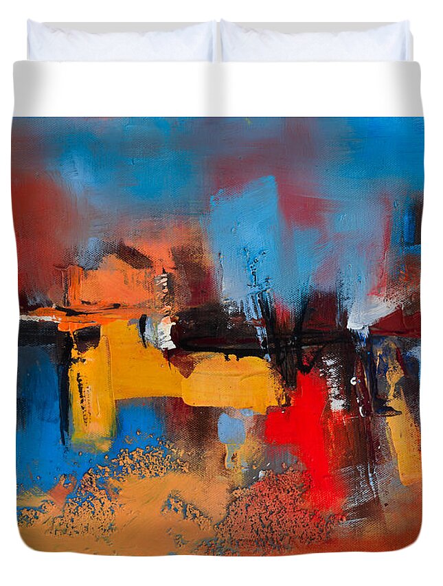 Abstract Duvet Cover featuring the painting Time to Time by Elise Palmigiani