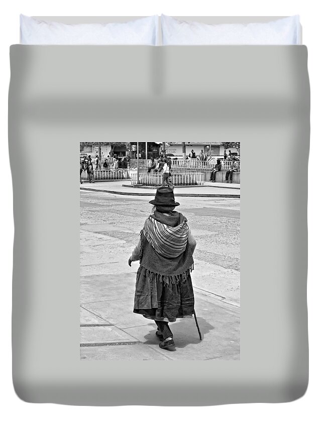 Peru Duvet Cover featuring the photograph Time Walker monochrome by Steve Harrington