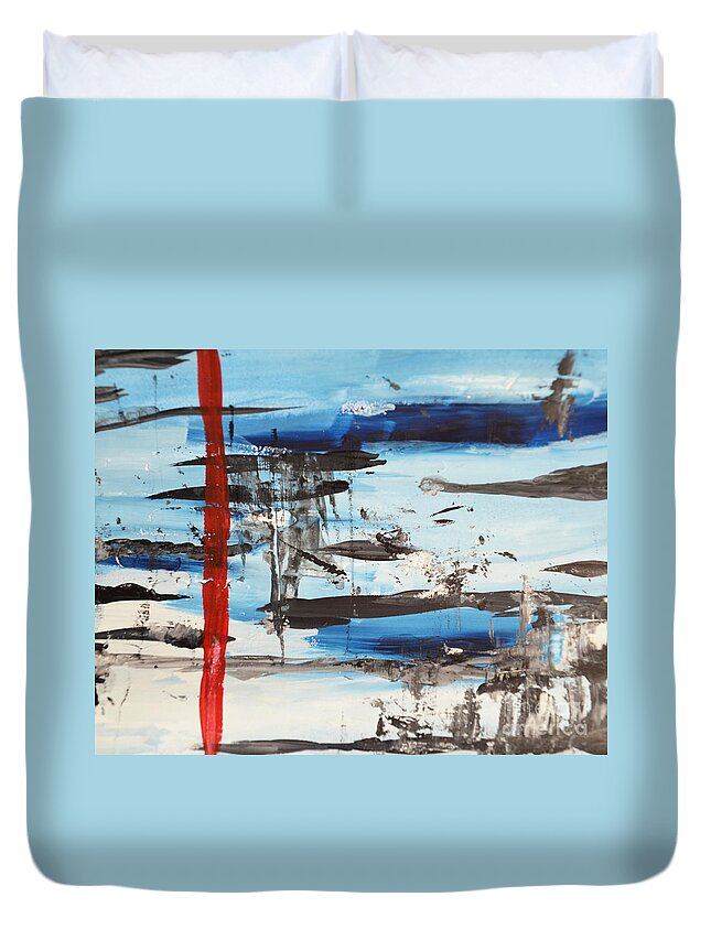 Paper Duvet Cover featuring the painting Timeline by Andrea Anderegg