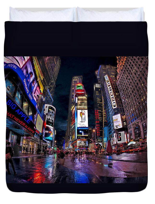 Times Square Duvet Cover featuring the photograph Times Square New York City The City That Never Sleeps by Susan Candelario