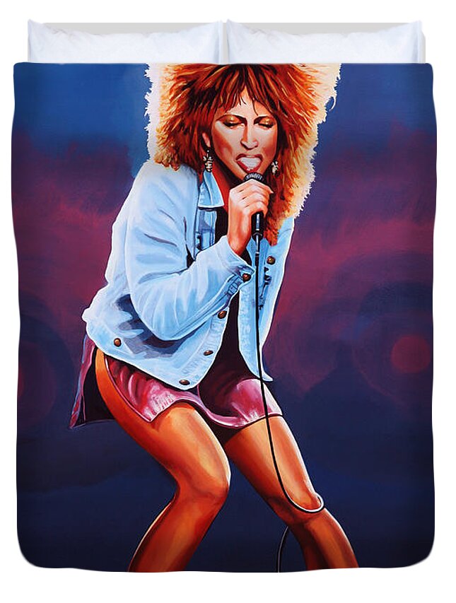 Tina Turner Duvet Cover featuring the painting Tina Turner by Paul Meijering