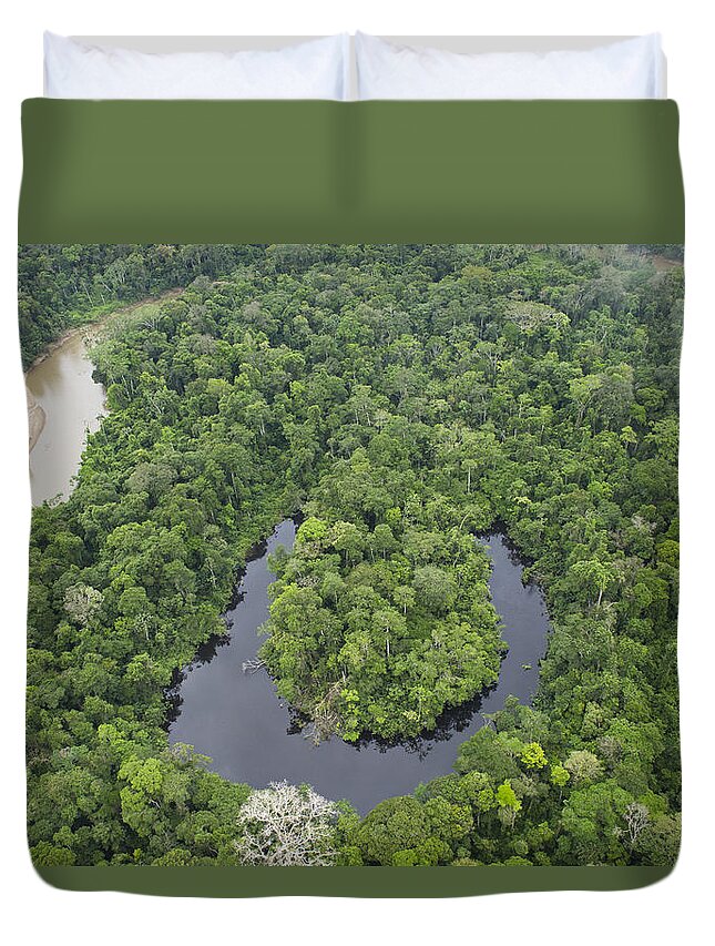 Feb0514 Duvet Cover featuring the photograph Tiputini River And Oxbow Lake Yasuni by Pete Oxford