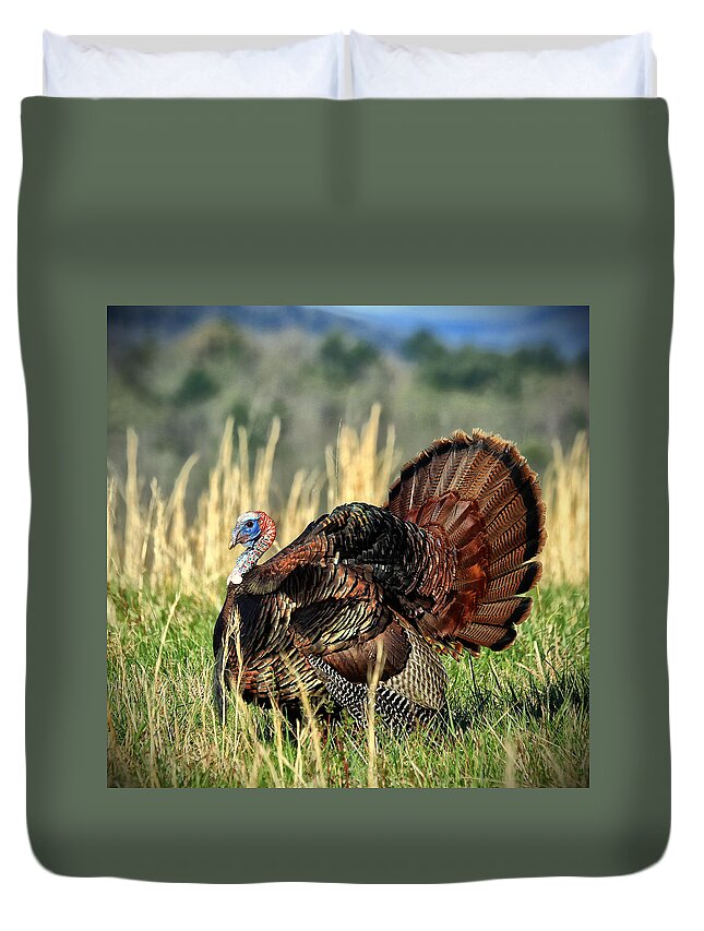 Turkey Duvet Cover featuring the photograph Tom Turkey by Jaki Miller
