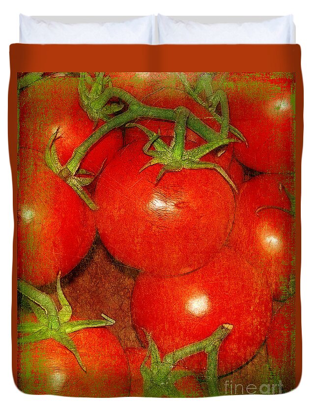 Tomatoes Duvet Cover featuring the photograph Tomatoes on the Vine by Judi Bagwell