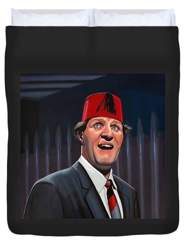 Tommy Cooper Duvet Cover featuring the painting Tommy Cooper by Paul Meijering