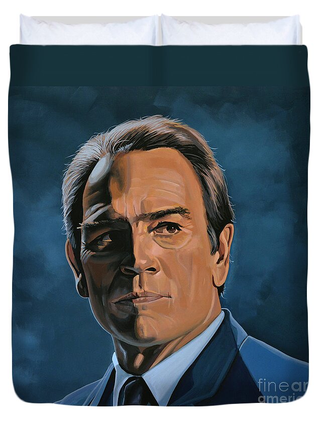 Tommy Lee Jones Duvet Cover featuring the painting Tommy Lee Jones by Paul Meijering