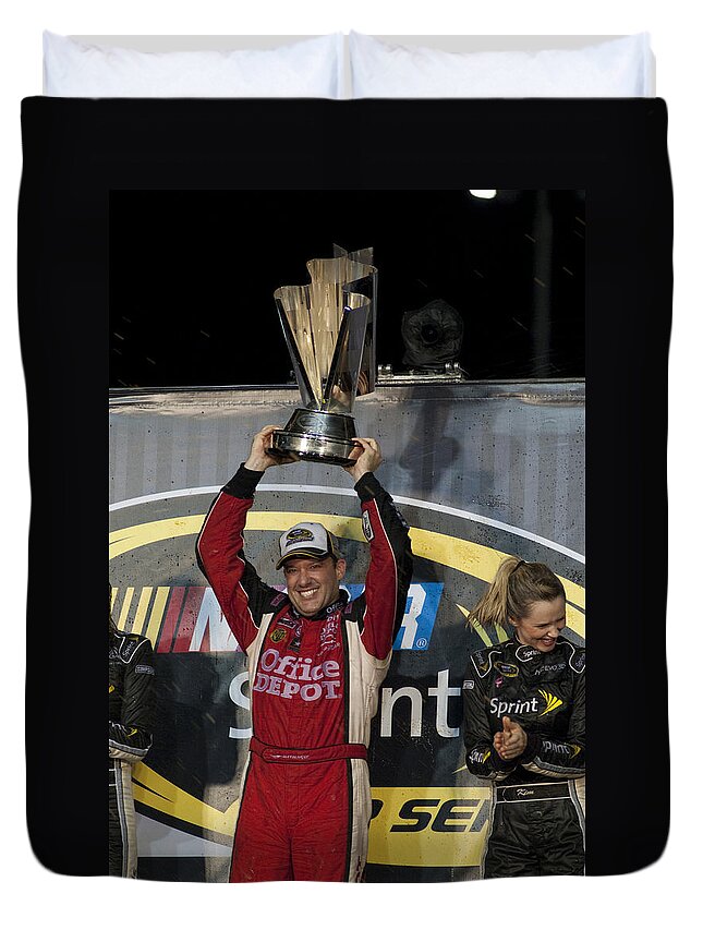 Tony Stewart Duvet Cover featuring the photograph Tony Stewart Cup Champ 3 by Kevin Cable