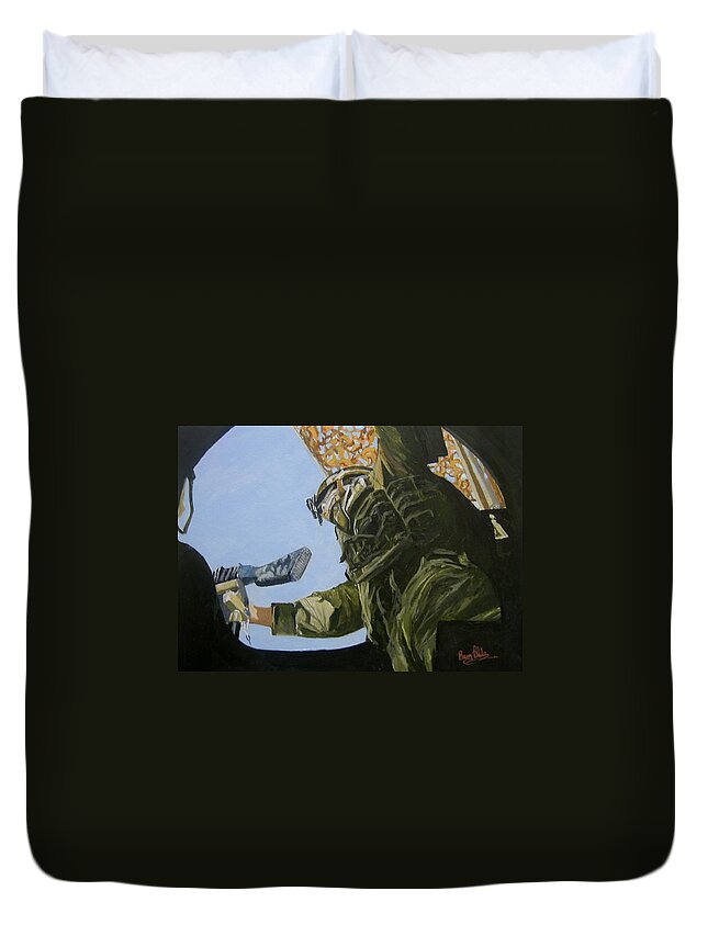Afghanistan Duvet Cover featuring the painting Top Gunner by Barry BLAKE