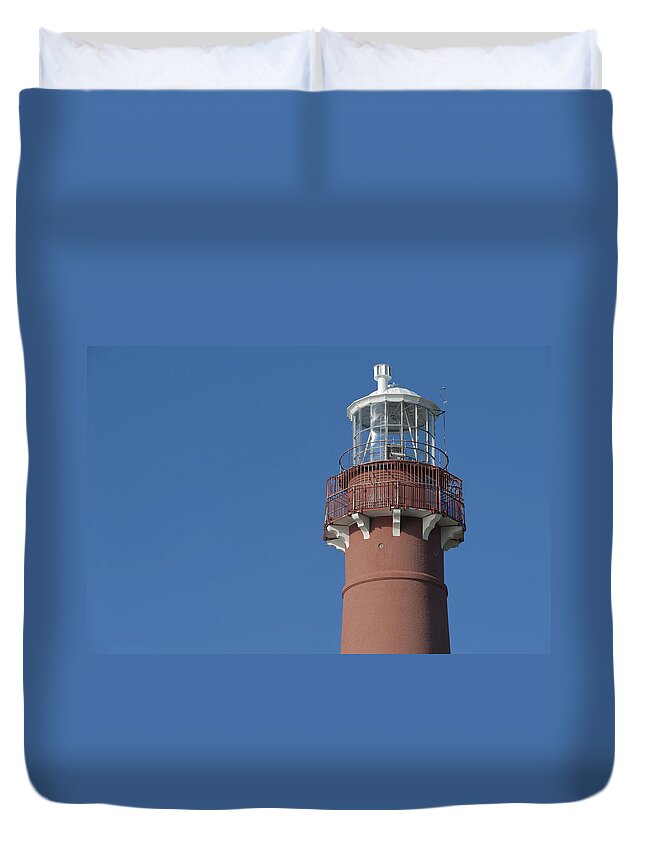 Top Of Old Barney Barnegat Lighthouse Duvet Cover featuring the photograph Top of Old Barney Barnegat Lighthouse by Terry DeLuco