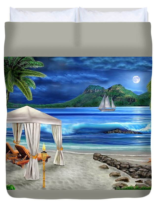 Tropical Paradise Duvet Cover featuring the digital art Tropical Paradise by Glenn Holbrook