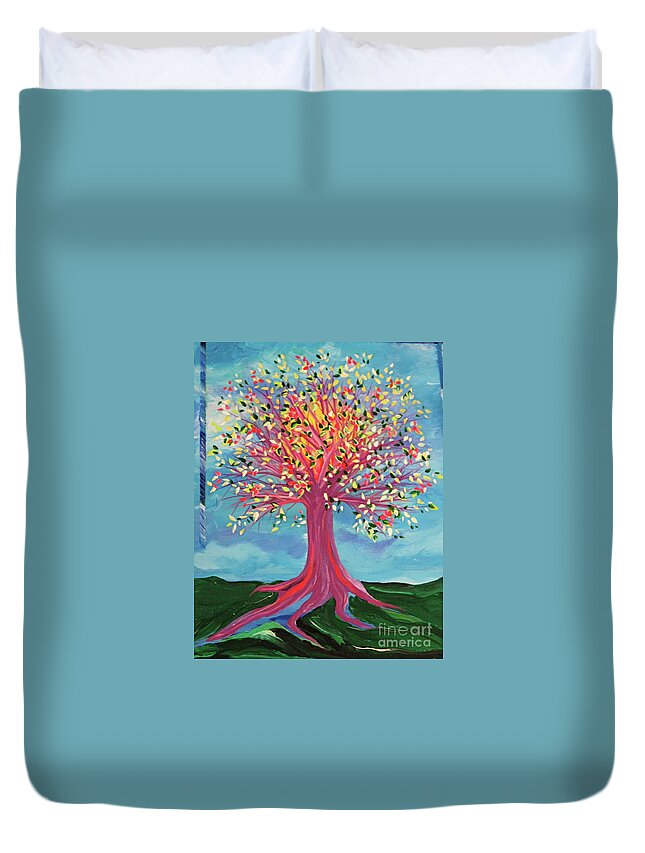 Tree Duvet Cover featuring the painting Tori's Tree by jrr by First Star Art