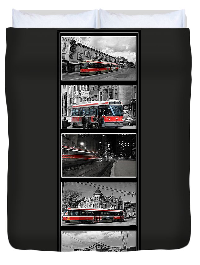 Toronto Duvet Cover featuring the photograph Toronto Streetcar Montage by Andrew Fare