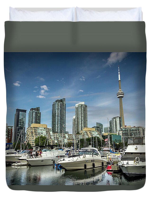 Tranquility Duvet Cover featuring the photograph Toronto Yatchs by Jean Surprenant