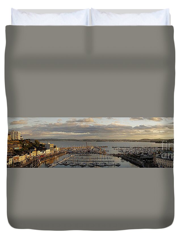 Nag004062 Duvet Cover featuring the photograph Torquay Panorama by Edmund Nagele FRPS
