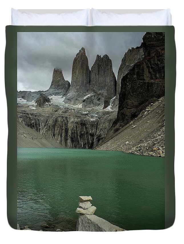 Tranquility Duvet Cover featuring the photograph Torres Del Paine by Manuel Breva Colmeiro