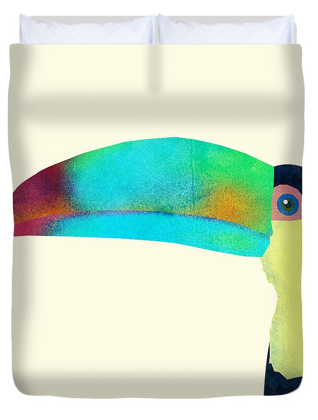#faatoppicks Duvet Cover featuring the drawing Toucan by Eric Fan