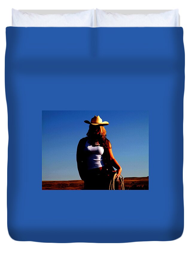 Cowgirl Duvet Cover featuring the photograph Tougher than Nails by Amanda Smith