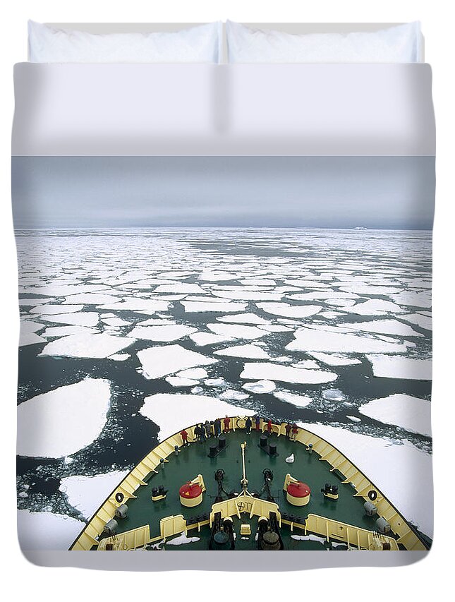 Feb0514 Duvet Cover featuring the photograph Tourists On Russian Icebreaker by Konrad Wothe