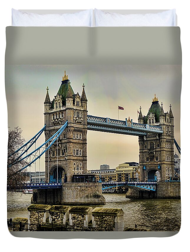 Tower Bridge Duvet Cover featuring the photograph Tower Bridge on the River Thames by Heather Applegate