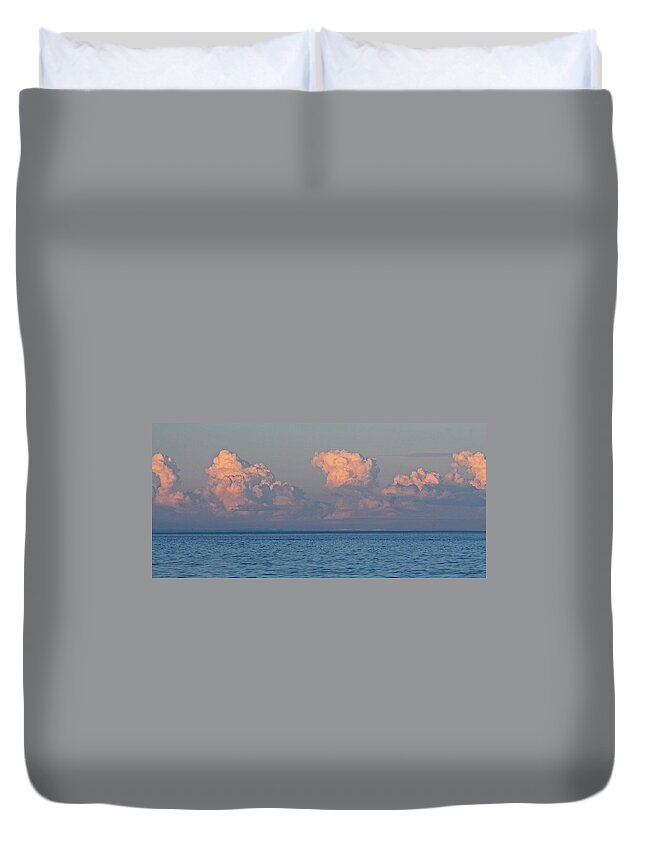 Maine Duvet Cover featuring the photograph Towering Clouds from Long Sands Beach York Maine by Michael Saunders
