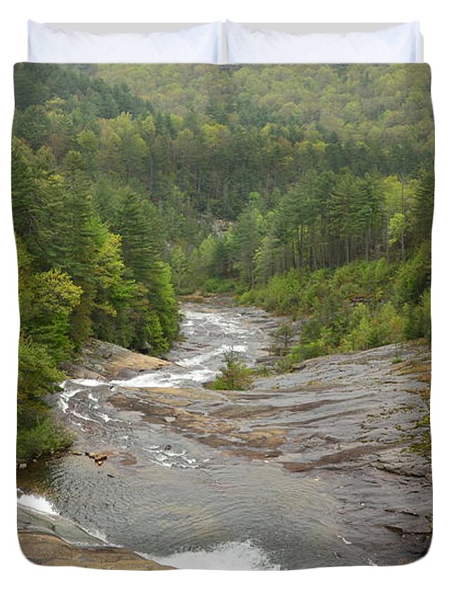 Waterfalls Duvet Cover featuring the photograph Toxaway Waterfalls by Bob Sample