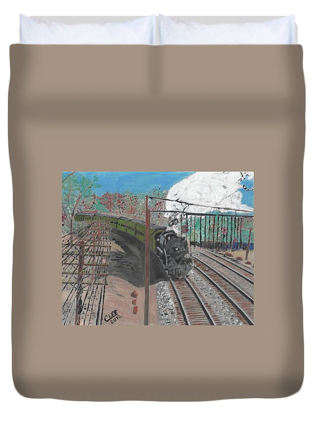 Train Duvet Cover featuring the painting Train 641 by Cliff Wilson
