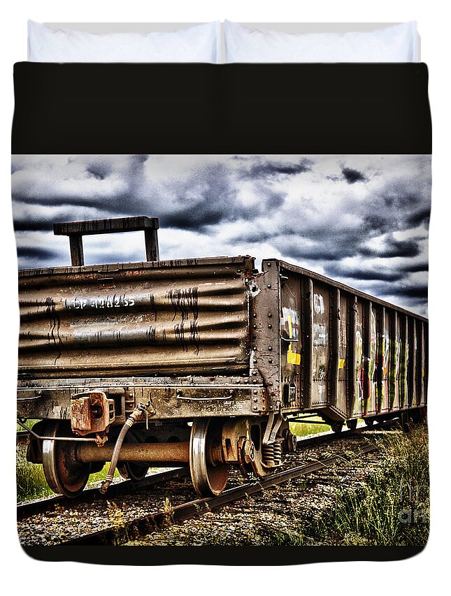 Train Duvet Cover featuring the digital art Train Car by Lori Frostad