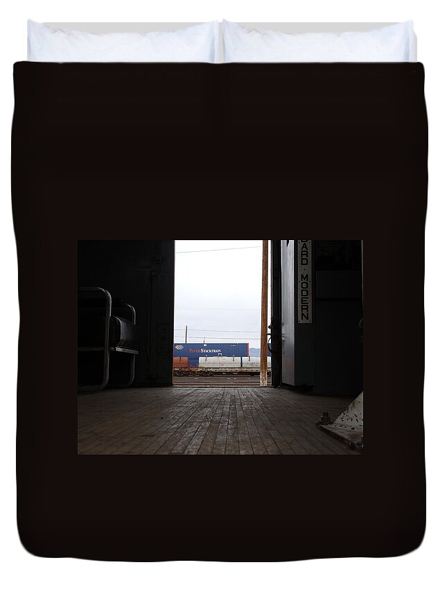 Train Duvet Cover featuring the photograph Train yard by David S Reynolds