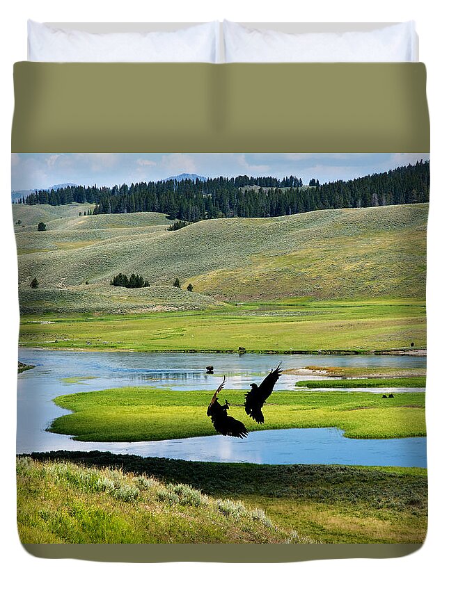 Eagles Duvet Cover featuring the photograph Training Ground Eagles by Randall Branham