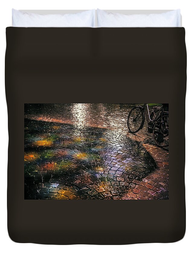 Netherlands Duvet Cover featuring the photograph Trajectum Lumen Project. BUURKERKHOF 5. Netherlands by Jenny Rainbow
