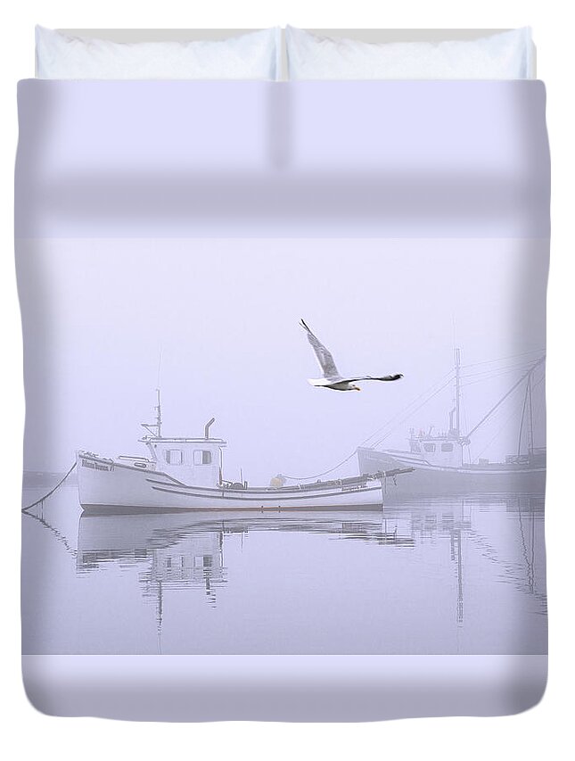 Tranquil Fog Duvet Cover featuring the photograph Tranquil Morning Fog by Marty Saccone