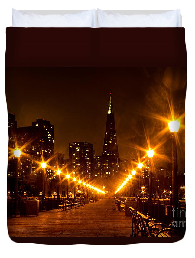 Transamerica Pyramid Duvet Cover featuring the photograph Transamerica Pyramid From Pier by Suzanne Luft