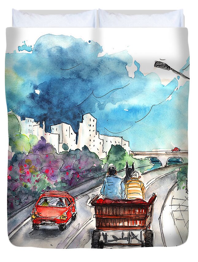 Transportation Duvet Cover featuring the painting Transportation in The Algarve in Portugal by Miki De Goodaboom