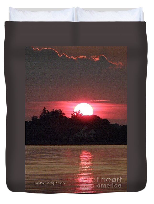 Sunset Duvet Cover featuring the photograph Tred Avon Sunset by Lainie Wrightson