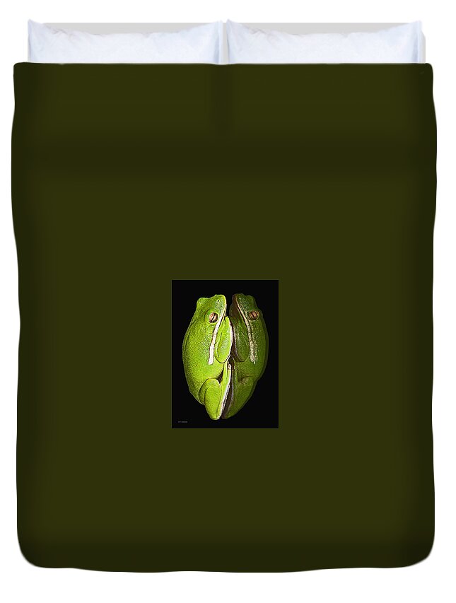 Tree Frog Canvas Print Duvet Cover featuring the photograph Tree Frog Reflection by Lucy VanSwearingen