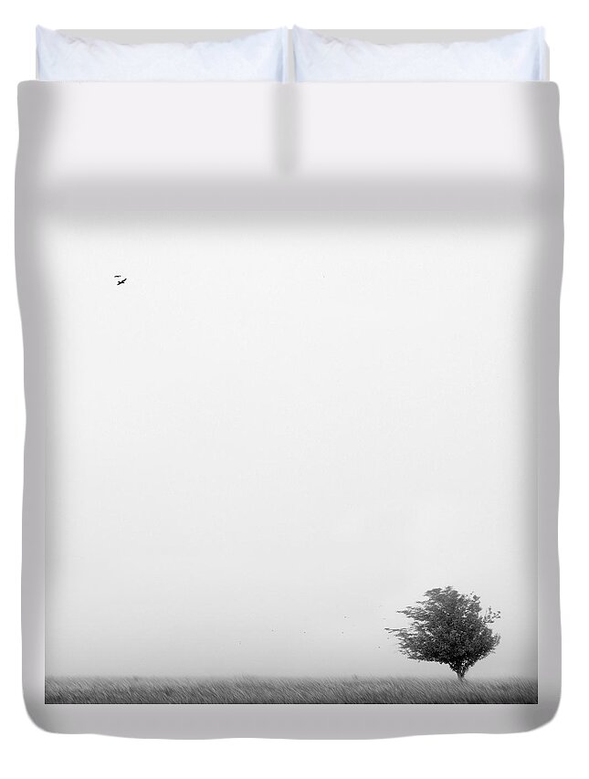 Landscape Duvet Cover featuring the photograph Tree in the Wind by Mike McGlothlen