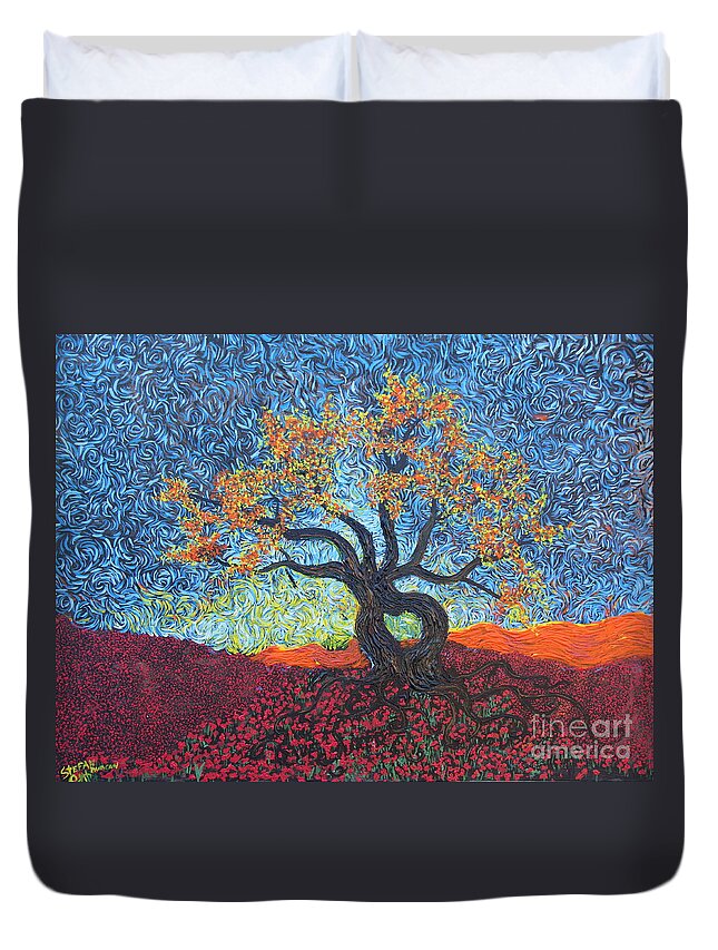 Impressionism Duvet Cover featuring the painting Tree Of Heart by Stefan Duncan