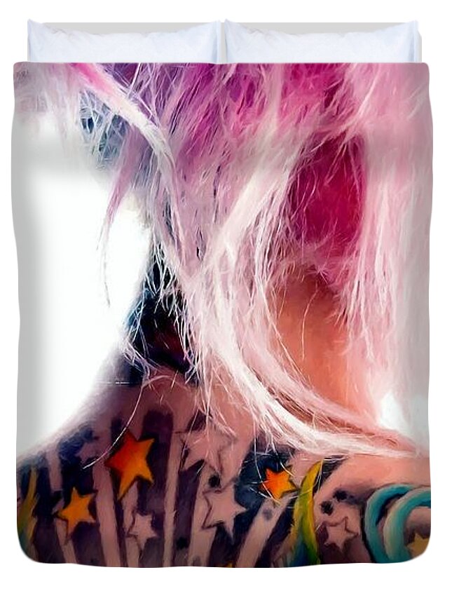 Tattoo Girl Duvet Cover featuring the digital art Tribute to Suicide Girls 3 by Gabriel T Toro