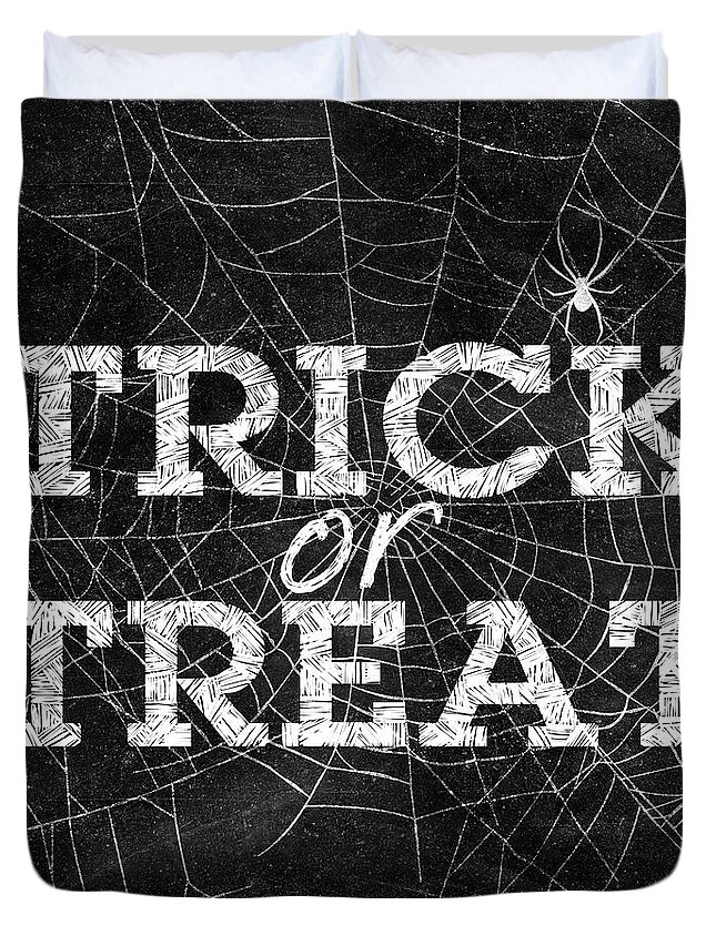 Trick Duvet Cover featuring the digital art Trick Or Treat by Sd Graphics Studio