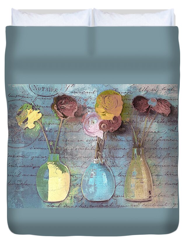 still Life Duvet Cover featuring the digital art Triflorus - s02ac4 by Variance Collections