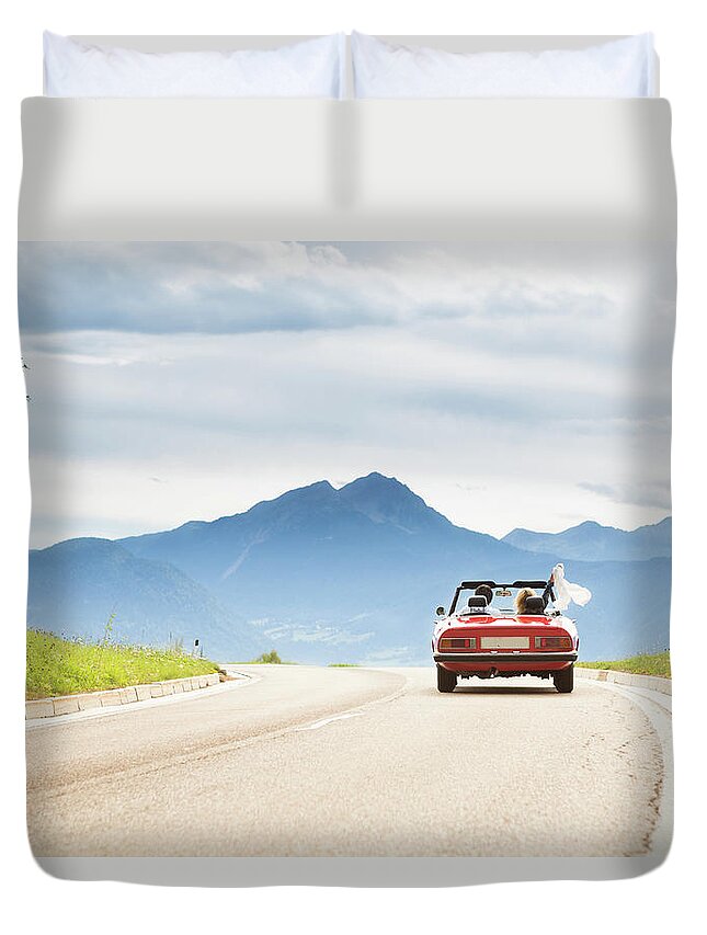 Young Men Duvet Cover featuring the photograph Trip In A Cabriolet by Angiephotos