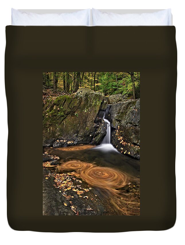 Waterfall Duvet Cover featuring the photograph Triple Swirls by Susan Candelario