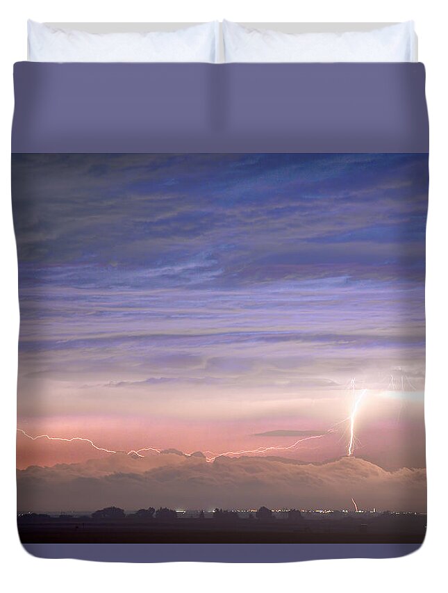 Lightning Duvet Cover featuring the photograph Triple Threat by James BO Insogna