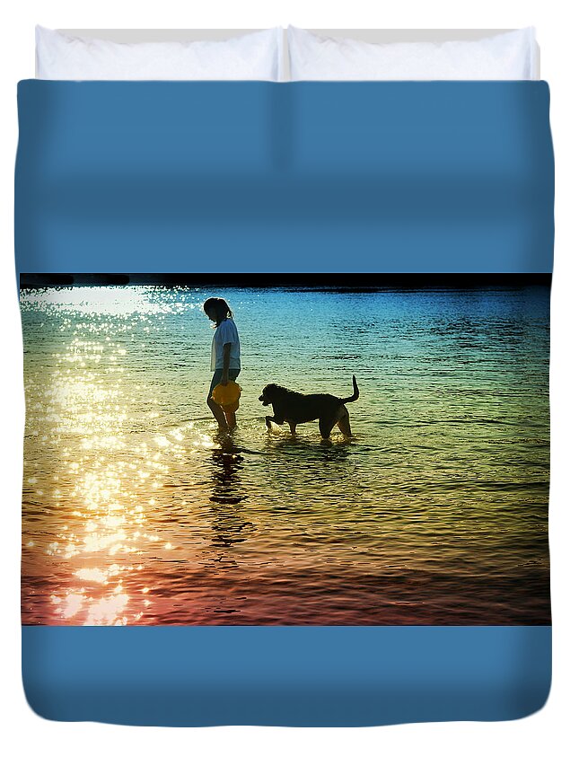 Dog Duvet Cover featuring the photograph Tripping The Light Fantastic by Laura Fasulo