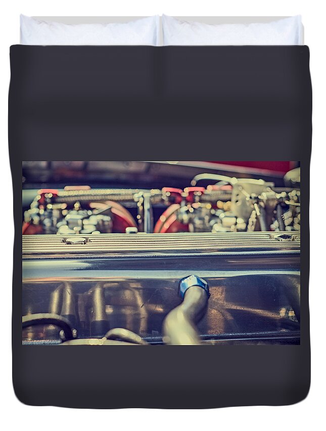Style Duvet Cover featuring the photograph Triumph TR4 Engine by Spikey Mouse Photography