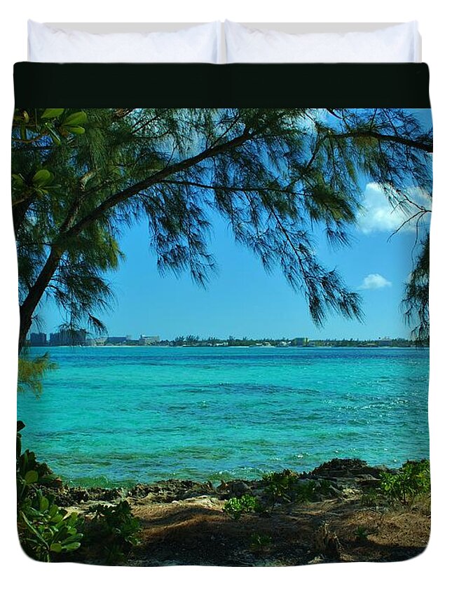 Blue Duvet Cover featuring the photograph Tropical Aqua Blue Waters by Bob Sample